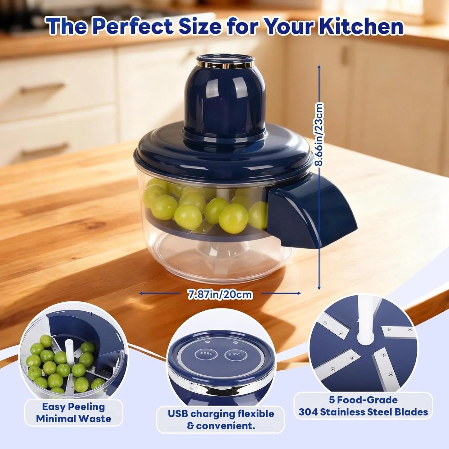 🍎Wireless Electric Food Processor & Peeler 🍇– Chop, Mash & Prep in Seconds!
