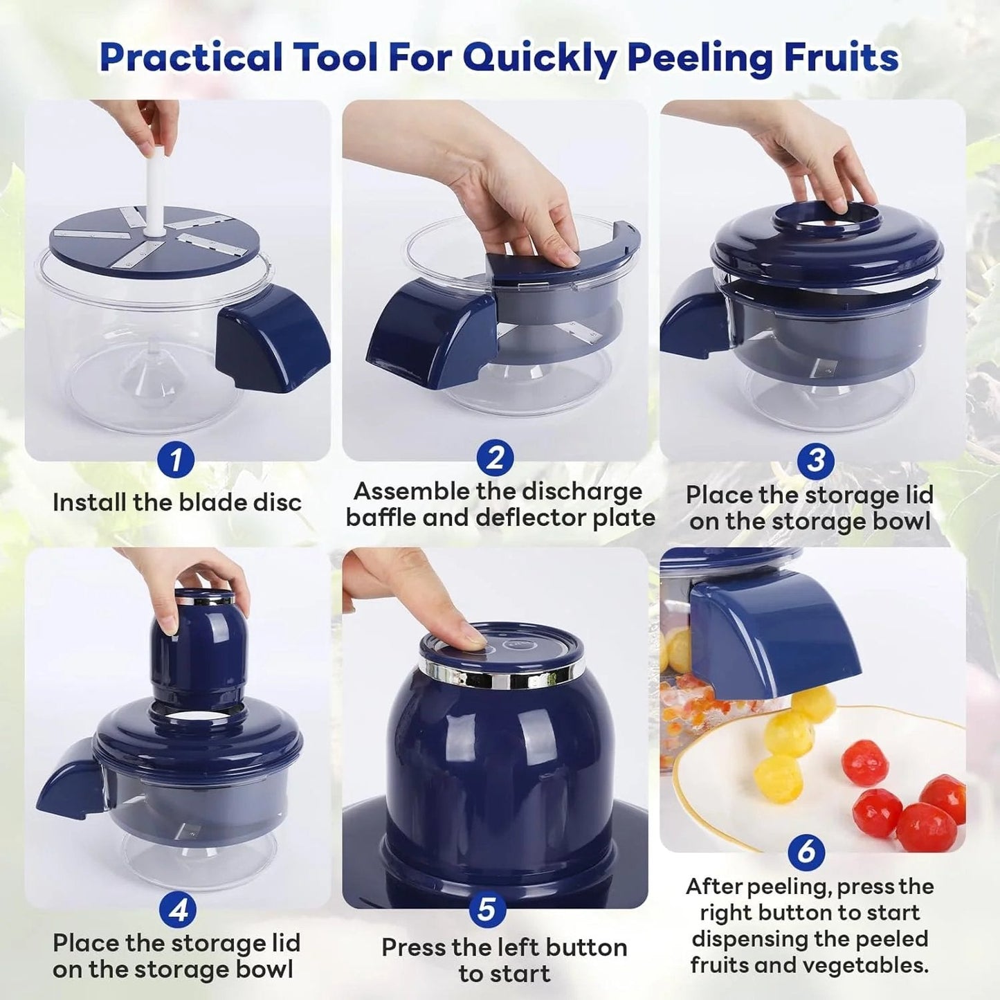 🍎Wireless Electric Food Processor & Peeler 🍇– Chop, Mash & Prep in Seconds!
