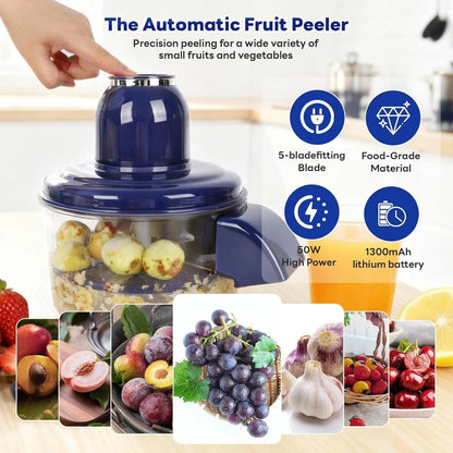 🍎Wireless Electric Food Processor & Peeler 🍇– Chop, Mash & Prep in Seconds!