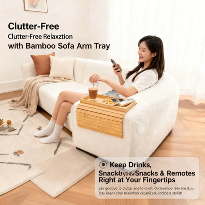 🛋️ Bamboo Sofa Arm Tray - Anti Falling Couch Arm Tray Table