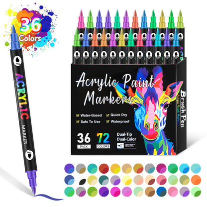 Dual Tip Acrylic Paint Pen Marker - 24/48/72/120 Colors