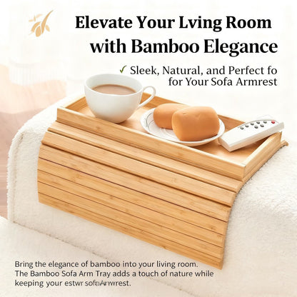 🛋️ Bamboo Sofa Arm Tray - Anti Falling Couch Arm Tray Table