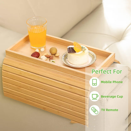 🛋️ Bamboo Sofa Arm Tray - Anti Falling Couch Arm Tray Table