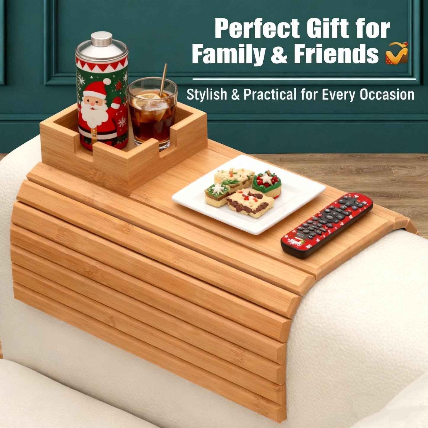 🛋️ Bamboo Sofa Arm Tray - Anti Falling Couch Arm Tray Table