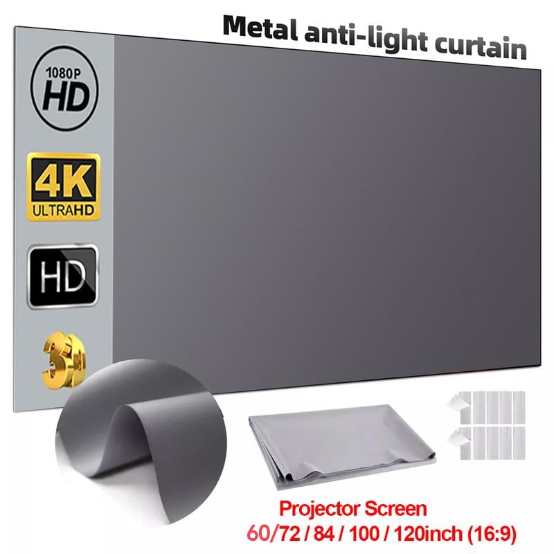 4K Metal Lightproof Foldable Portable Movie Screen 16:9 🎥✨