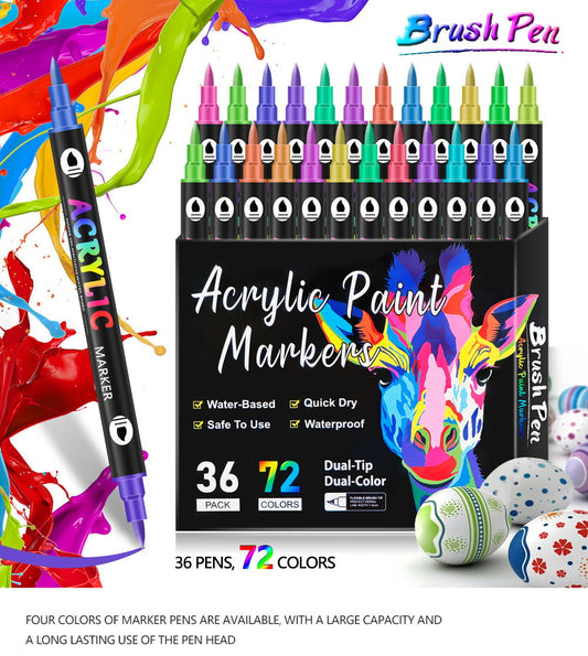 Dual Tip Acrylic Paint Pen Marker - 24/48/72/120 Colors