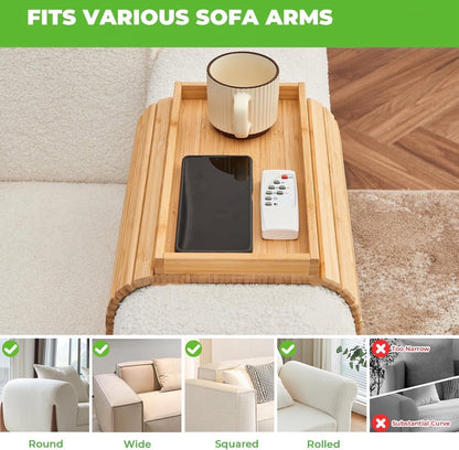 🛋️ Bamboo Sofa Arm Tray - Anti Falling Couch Arm Tray Table