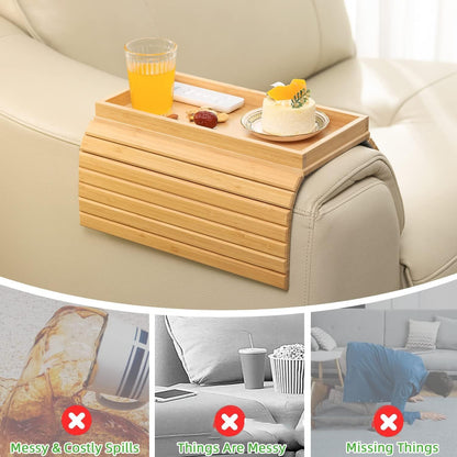 🛋️ Bamboo Sofa Arm Tray - Anti Falling Couch Arm Tray Table