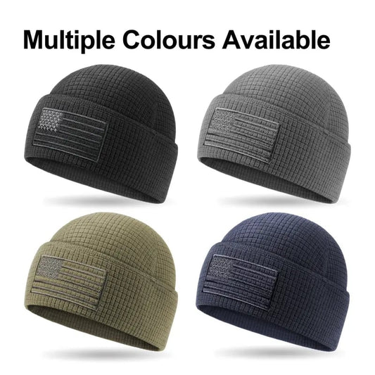 American Flag Embroidery Waffle Watch Cap