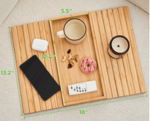 🛋️ Bamboo Sofa Arm Tray - Anti Falling Couch Arm Tray Table